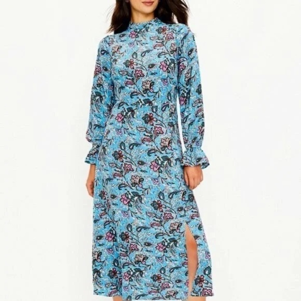 LOFT | Bouquet Mock Neck Midi Dress Various Sizes Available.
